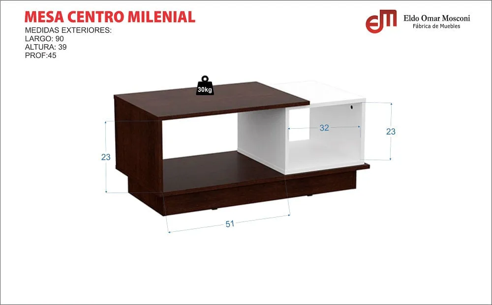 Mesa Centro 4235 Polar/Gris C
